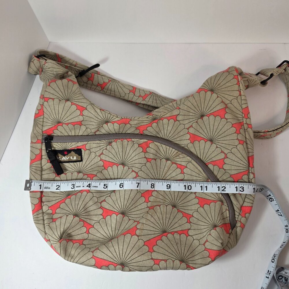 KAVU Rope Sling Crossbody Bag Shell Print Coral Tan Adjustable Strap - Picture 9 of 10